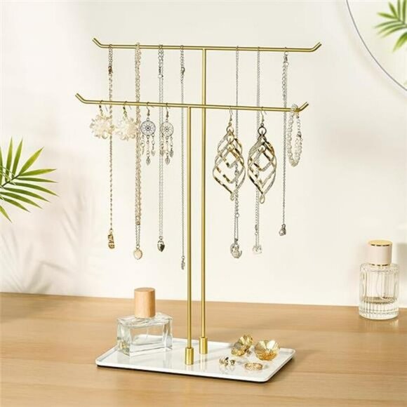 Necklace Stand Jewelry Organizer Gold Metal Necklace Holder Display for Home Dec - Picture 8 of 8